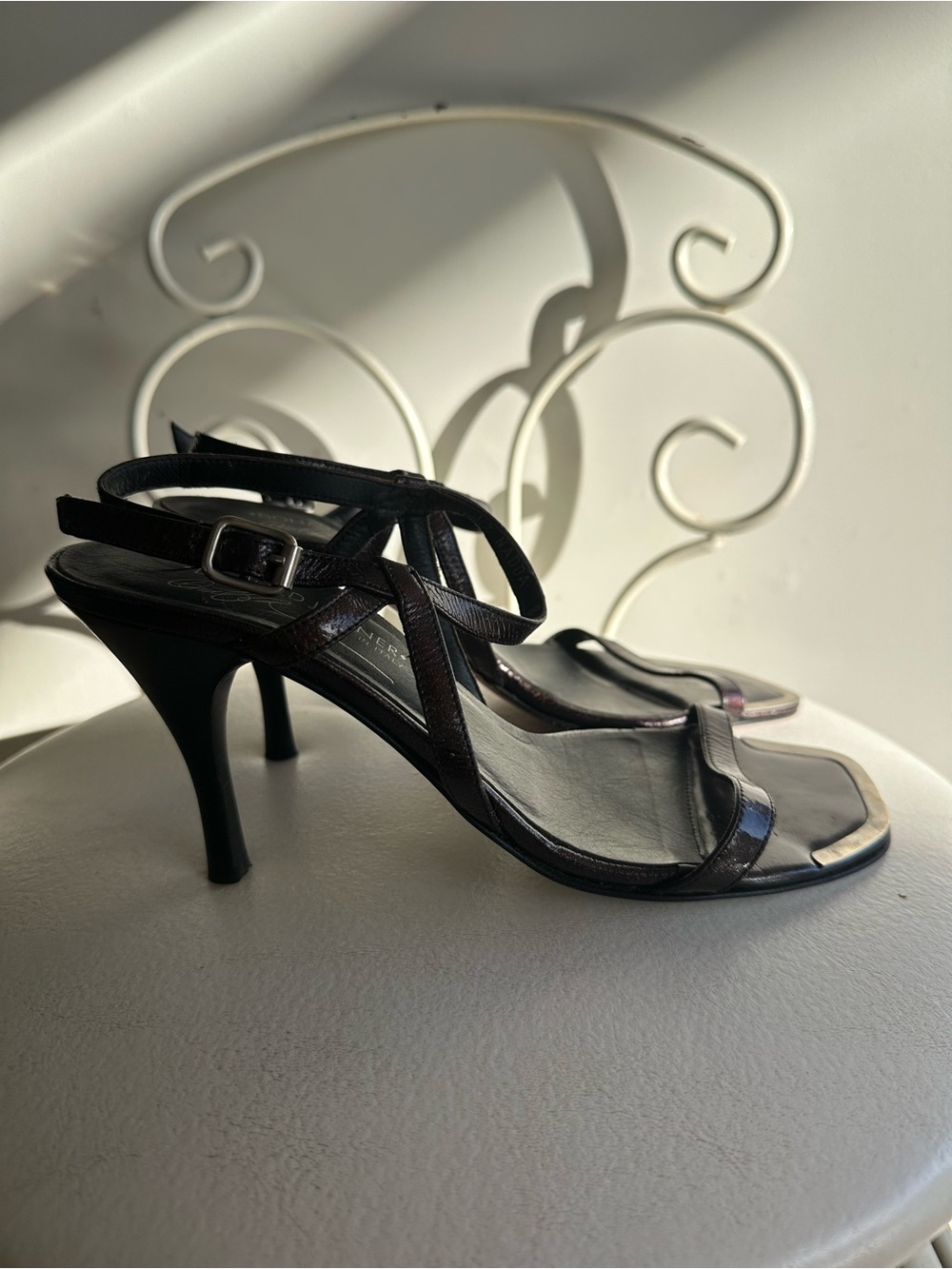 Donald J. Pliner Dark Brown Strappy Slingback Heels